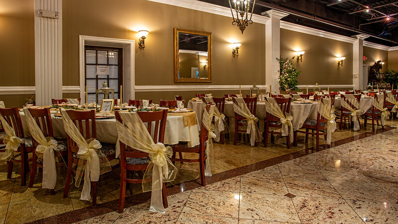 Long set tables in private dining room