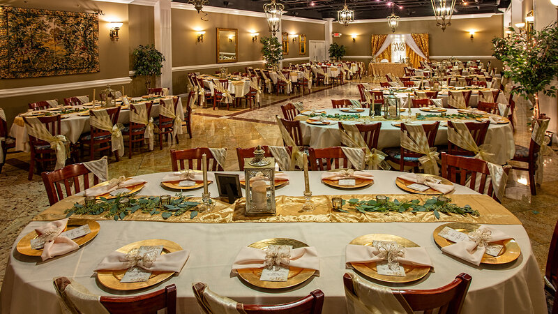 Table in private dining room set for 10 guests